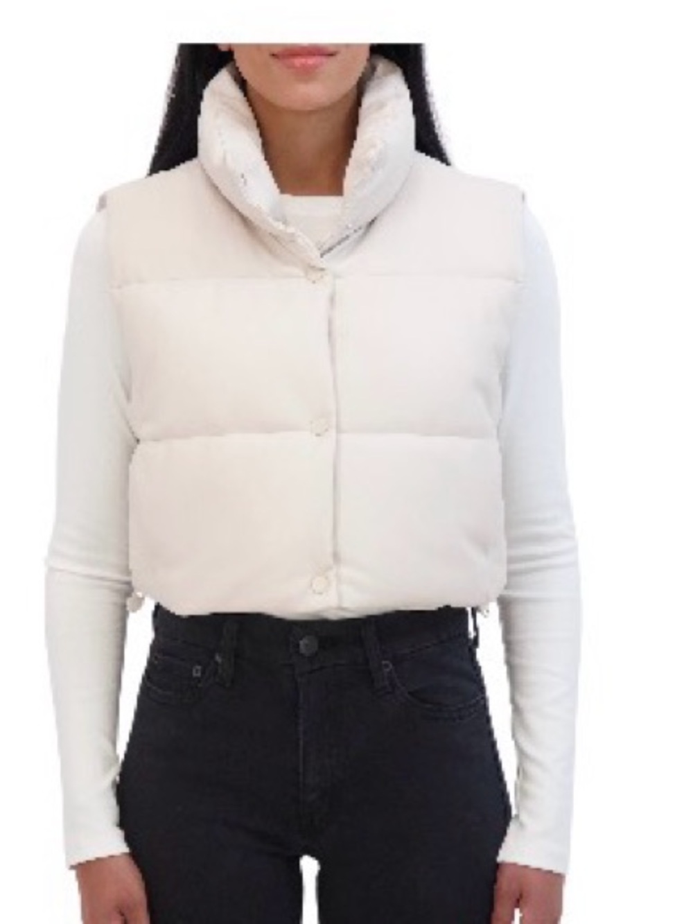 Sebby Crop Faux Leather Vest Ivory X-Large